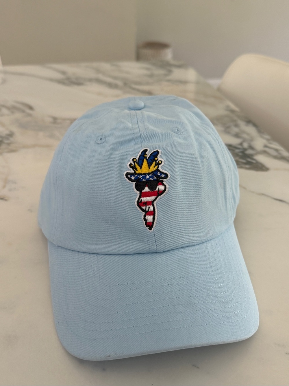 Youth Light Blue Embroidered Cap with Fun Patch